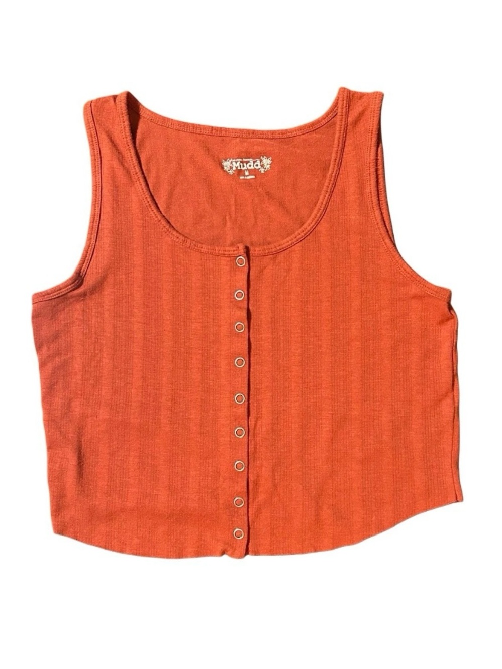 Mudd Henley Tank Women’s Medium Y2K Ribbed Knit Cropped Festival Top
